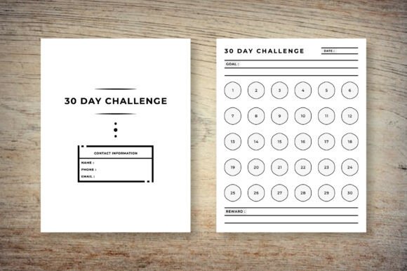30 Day Challenge Tracker KDP Interior Graphics