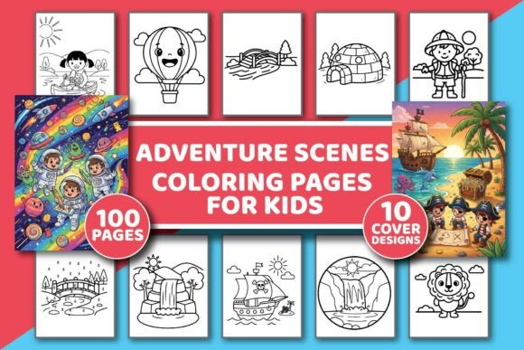 Adventure Scenes Coloring Book for Kids Graphics