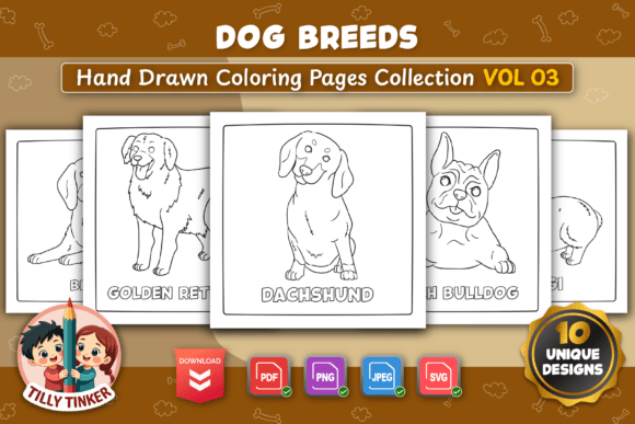 Dog Breeds Coloring Pages Vol 03 Graphics