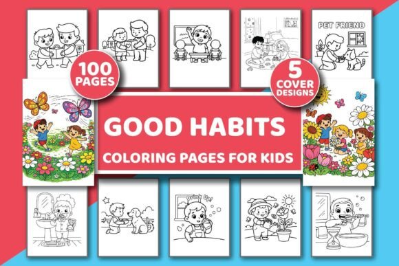 Good Habits Coloring Pages for Kids Fun Graphics