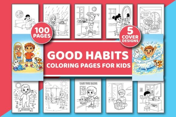 Good Habits Coloring Pages for Kids Vol1 Graphics