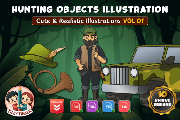 Hunting Objects Illustration Vol 01 Graphics