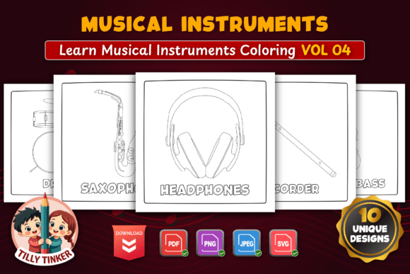 Musical Instruments Coloring Page Vol 04