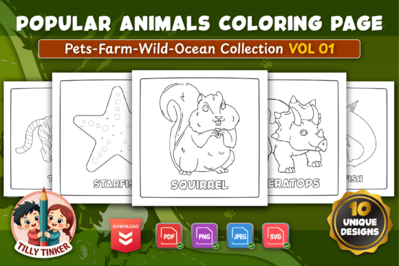Popular Animals Coloring Pages Vol 01: A Graphic Designer’s Take