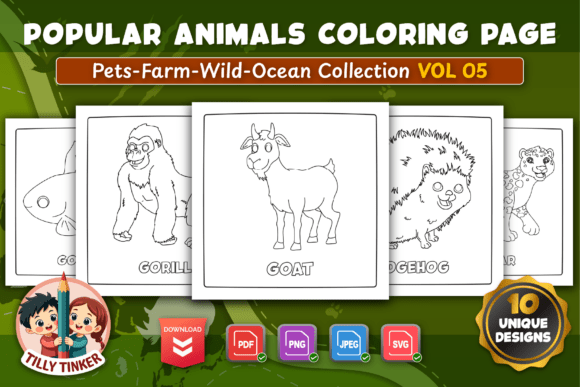 Popular Animals Coloring Pages Vol 05: A Graphic Designer’s Take