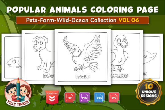 Popular Animals Coloring Pages Vol 06: A Graphic Design Asset for Branding and Marketing