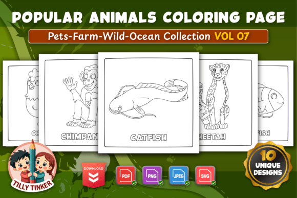 Popular Animals Coloring Pages Vol 07: A Graphic Design Asset for Branding and Marketing