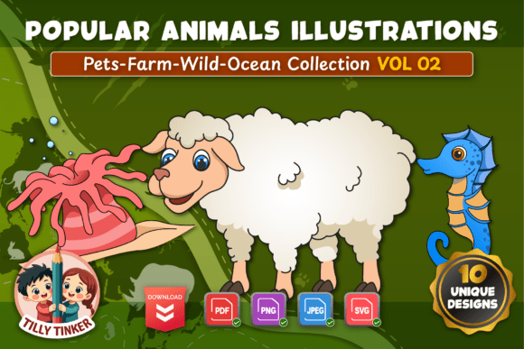 Popular Animals Illustration Vol 02 Graphics for Crafters