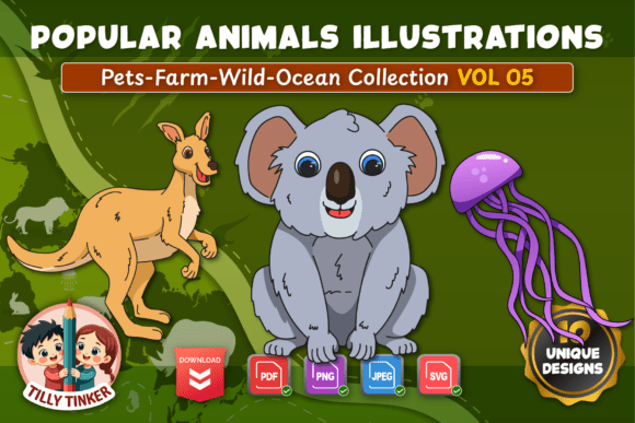 Popular Animals Illustration Vol 05 Graphics for Local Business Branding