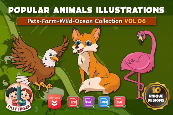 Popular Animals Illustration Vol 06 Graphics for Local Business Branding