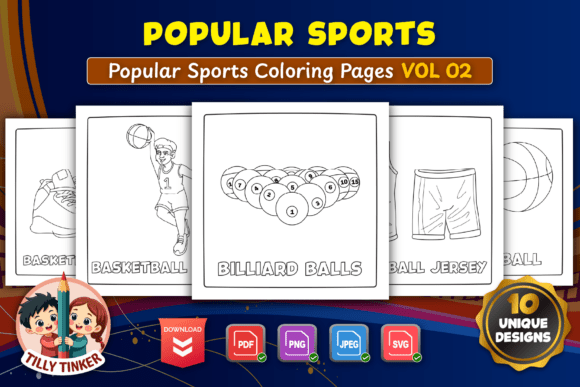 Popular Sports Coloring Pages – Vol 02 Graphics