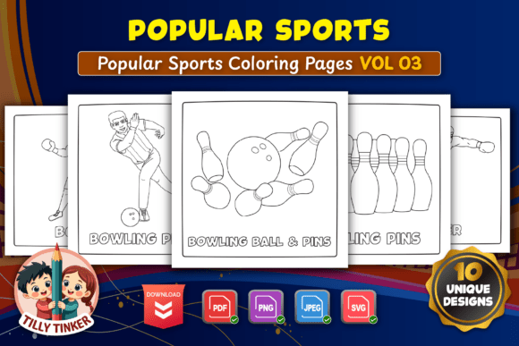 Popular Sports Coloring Pages Vol 03 Graphics