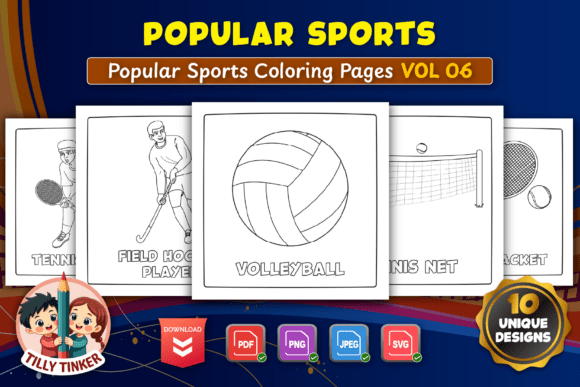 Popular Sports Coloring Pages Vol 06 Graphics for Crafting
