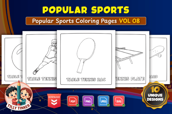 Popular Sports Coloring Pages Vol 08: A Graphic Design Asset for Local Branding