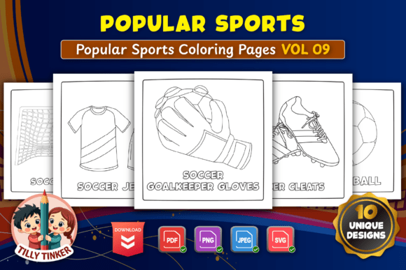 Popular Sports Coloring Pages – Vol 09 Graphics