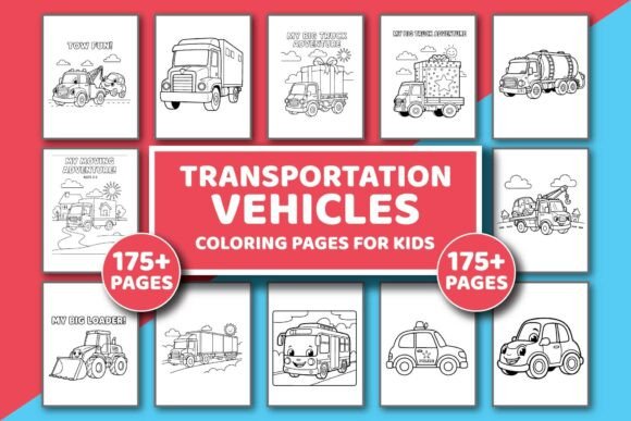 Transportation Vehicles Coloring Book Graphics