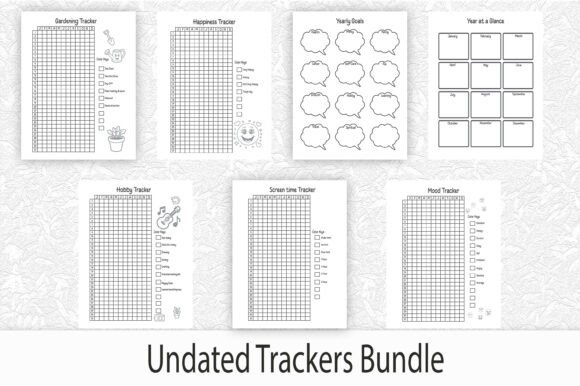 Undated Trackers Graphics for Kdp Interiors