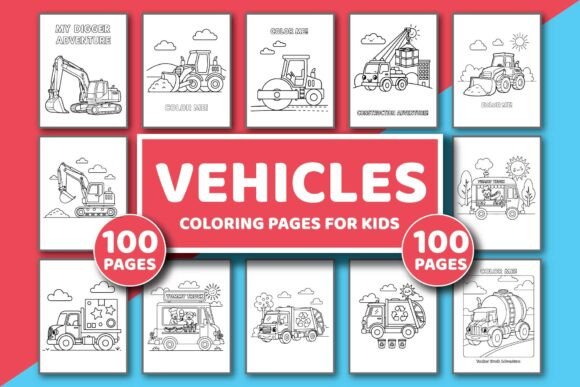 Vehicles Coloring Pages for Kids Graphics
